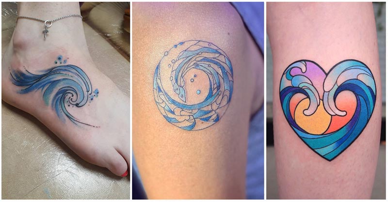 Infinity wave tattoo on the left inner ankle